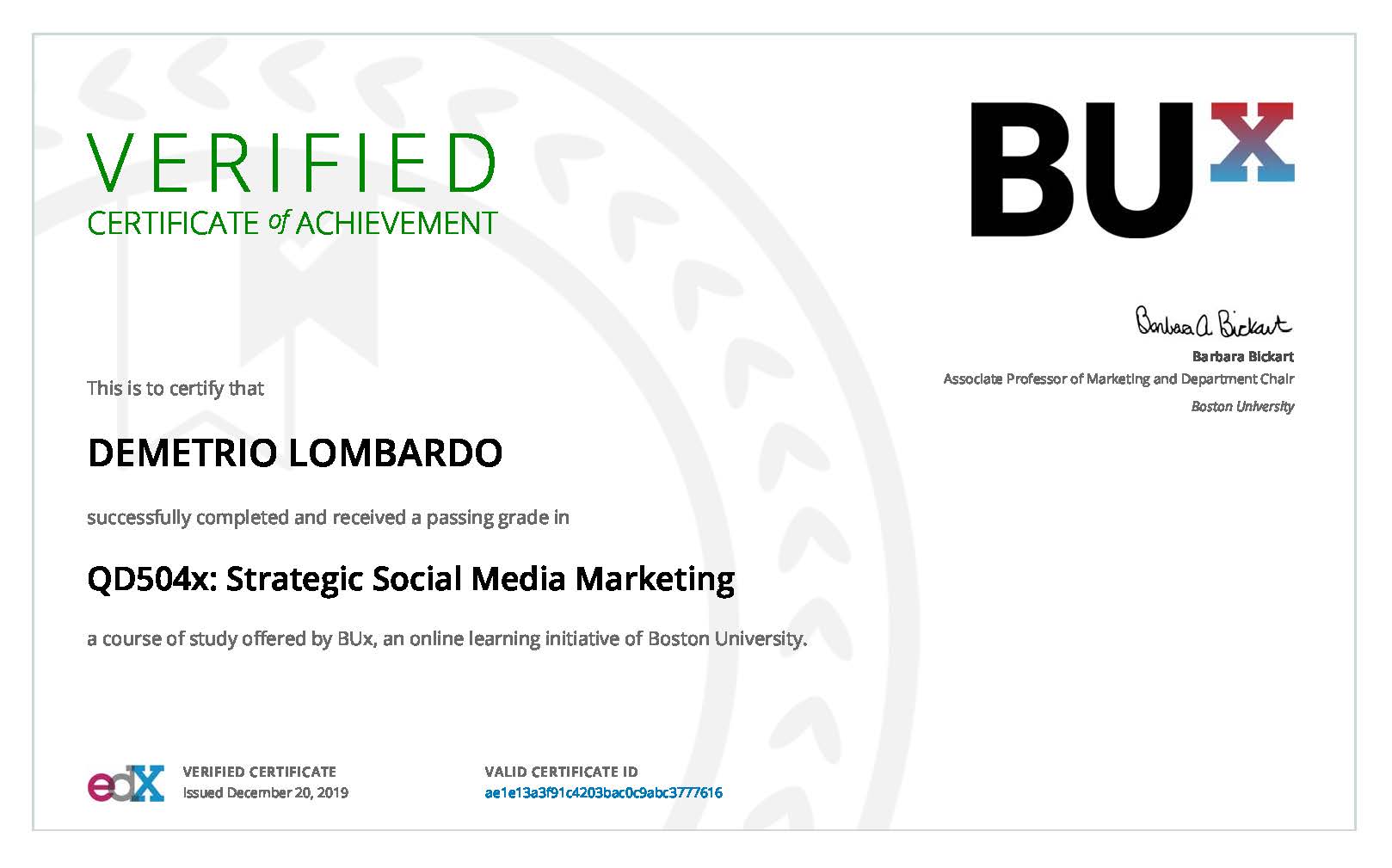 Certificato Social Media Marketing